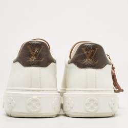 Louis Vuitton White/Brown Leather LV Charm Time Out Sneakers Size 38