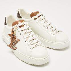 Louis Vuitton White/Brown Leather LV Charm Time Out Sneakers Size 38