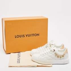 Louis Vuitton White/Peach Leather Time Out Sneakers Size 38