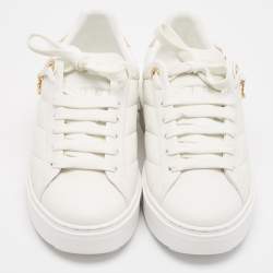 Louis Vuitton White/Peach Leather Time Out Sneakers Size 38