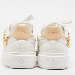 Louis Vuitton White/Peach Leather Time Out Sneakers Size 38