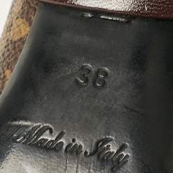 Pre Owned Louis Vuitton Brown Monogram Canvas and Leather Pointed Toe Pumps Size 38