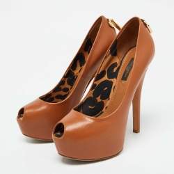 Louis Vuitton Tan Leather Oh Really! Peep Toe Platform Pumps Size 36