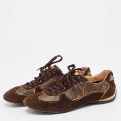 Louis Vuitton Brown Monogram Canvas and Suede Lace Up Sneakers Size 39