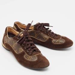 Louis Vuitton Brown Monogram Canvas and Suede Lace Up Sneakers Size 39
