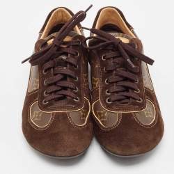 Louis Vuitton Brown Monogram Canvas and Suede Lace Up Sneakers Size 39
