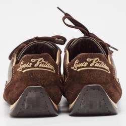 Louis Vuitton Brown Monogram Canvas and Suede Lace Up Sneakers Size 39