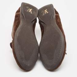 Louis Vuitton Brown Monogram Canvas and Suede Lace Up Sneakers Size 39