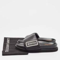 Pre Owned Louis Vuitton Black Leather Sunset Slide Sandals Size 37