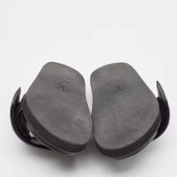 Pre Owned Louis Vuitton Black Leather Sunset Slide Sandals Size 37
