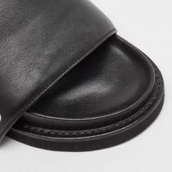 Pre Owned Louis Vuitton Black Leather Sunset Slide Sandals Size 37