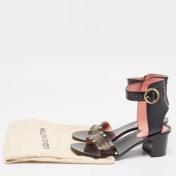 Pre Owned Louis Vuitton Black Canvas and Leather Passenger Ankle Strap Sandals 41