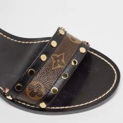 Pre Owned Louis Vuitton Black Canvas and Leather Passenger Ankle Strap Sandals 41