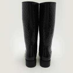 مملوكة مسبقًا Louis Vuitton Black Monogram Rubber Rain Boots Size 39