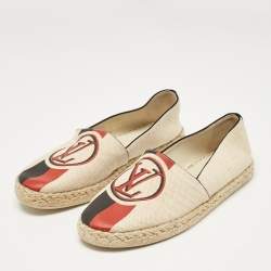 Louis Vuitton Beige Canvas Postcard Espadrille Flats Size 36.5