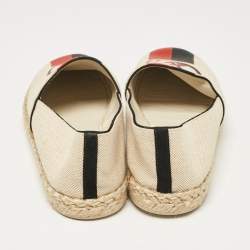 Louis Vuitton Beige Canvas Postcard Espadrille Flats Size 36.5