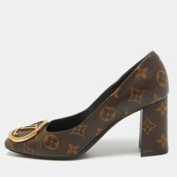 مملوكة مسبقًا Louis Vuitton Brown Canvas Madeleine Block Heel Pumps Size 36.5