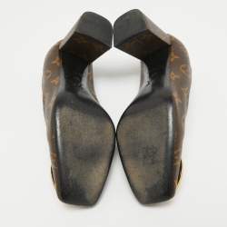 مملوكة مسبقًا Louis Vuitton Brown Canvas Madeleine Block Heel Pumps Size 36.5