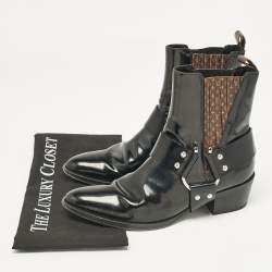 Louis Vuitton Black Patent Leather and Nano Monogram Canvas Rhapsody Boots Size 38