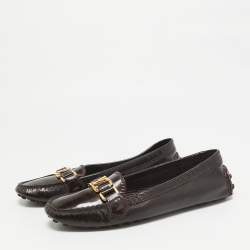 Louis Vuitton Burgundy Patent Leather Oxford Loafers Size 38