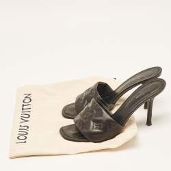 Louis Vuitton Black Leather Revival Slide Sandals Size 38