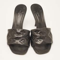 Louis Vuitton Black Leather Revival Slide Sandals Size 38