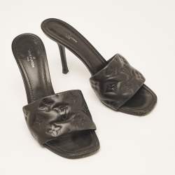 Louis Vuitton Black Leather Revival Slide Sandals Size 38