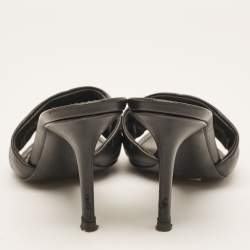 Louis Vuitton Black Leather Revival Slide Sandals Size 38