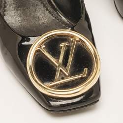 Pre Owned Louis Vuitton Black Patent Leather Madeleine Block Heel Pumps Size 38.5