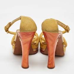 Louis Vuitton Yellow Suede Cleo Pompeii Platform Ankle Strap Sandals Size 40