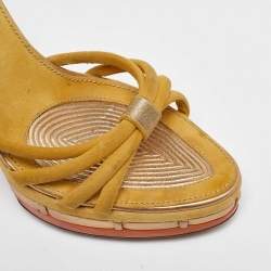 Louis Vuitton Yellow Suede Cleo Pompeii Platform Ankle Strap Sandals Size 40