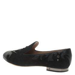 مملوكة مسبقًا Louis Vuitton Black Beaded Suede and Crocodile Cap Toe Smoking Slippers Size 38