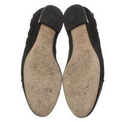 مملوكة مسبقًا Louis Vuitton Black Beaded Suede and Crocodile Cap Toe Smoking Slippers Size 38