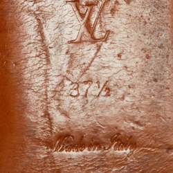 Pre Owned Louis Vuitton Metallic Purple Leather Flat Sandals Size 37.5