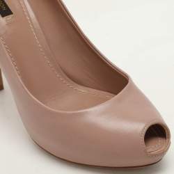 مملوكة مسبقًا Louis Vuitton Beige Leather Oh Really! Peep Toe Pumps 39.5