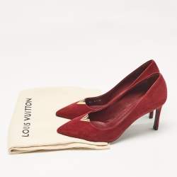 Pre Owned Louis Vuitton Burgundy Suede Heart Breaker Pointed Toe Pumps Size 37