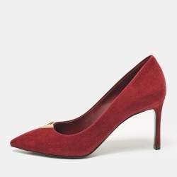 Pre Owned Louis Vuitton Burgundy Suede Heart Breaker Pointed Toe Pumps Size 37