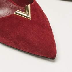 Pre Owned Louis Vuitton Burgundy Suede Heart Breaker Pointed Toe Pumps Size 37