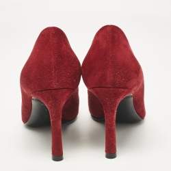 Pre Owned Louis Vuitton Burgundy Suede Heart Breaker Pointed Toe Pumps Size 37