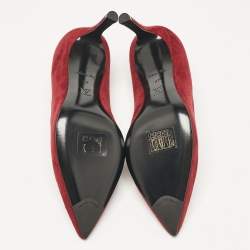 Pre Owned Louis Vuitton Burgundy Suede Heart Breaker Pointed Toe Pumps Size 37