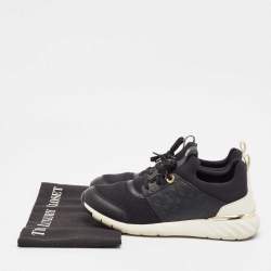 Louis Vuitton Black Mesh and Neoprene LV Trainer Lace Up Sneakers Size 40