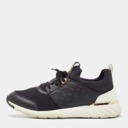 Louis Vuitton Black Mesh and Neoprene LV Trainer Lace Up Sneakers Size 40