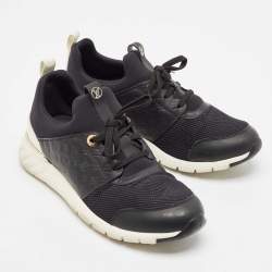 Louis Vuitton Black Mesh and Neoprene LV Trainer Lace Up Sneakers Size 40