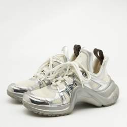 Louis Vuitton Silver/White Leather and Mesh Archlight Sneakers Size 40