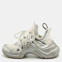Louis Vuitton Silver/White Leather and Mesh Archlight Sneakers Size 40