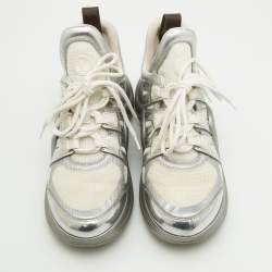 Louis Vuitton Silver/White Leather and Mesh Archlight Sneakers Size 40