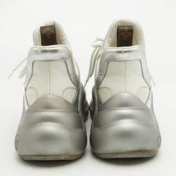 Louis Vuitton Silver/White Leather and Mesh Archlight Sneakers Size 40