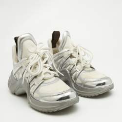 Louis Vuitton Silver/White Leather and Mesh Archlight Sneakers Size 40