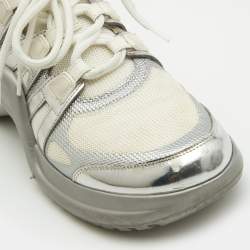 Louis Vuitton Silver/White Leather and Mesh Archlight Sneakers Size 40