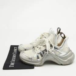 Louis Vuitton Silver/White Leather and Mesh Archlight Sneakers Size 40